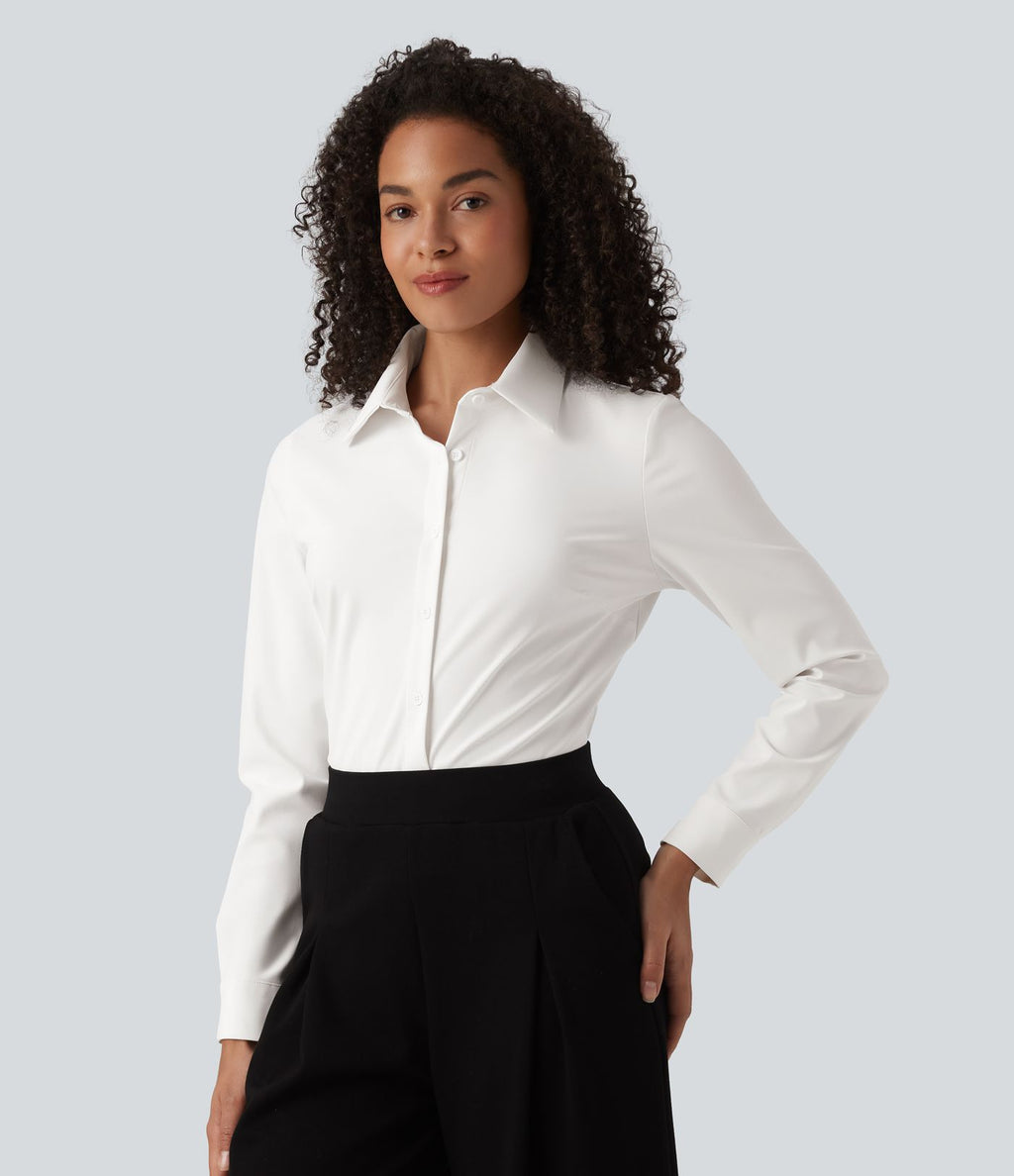 Chemise de travail infroissable à séchage rapide col manches longues
