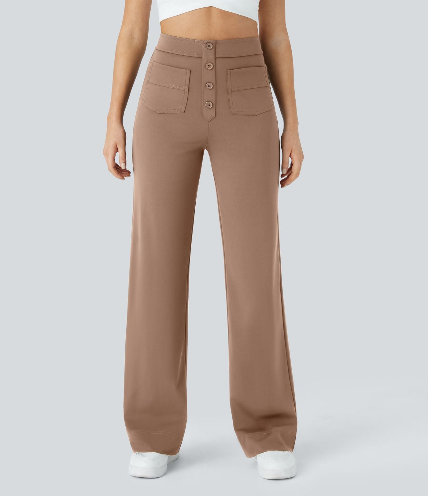 Pantalon taille haute coupe droite DayStretch avec poches