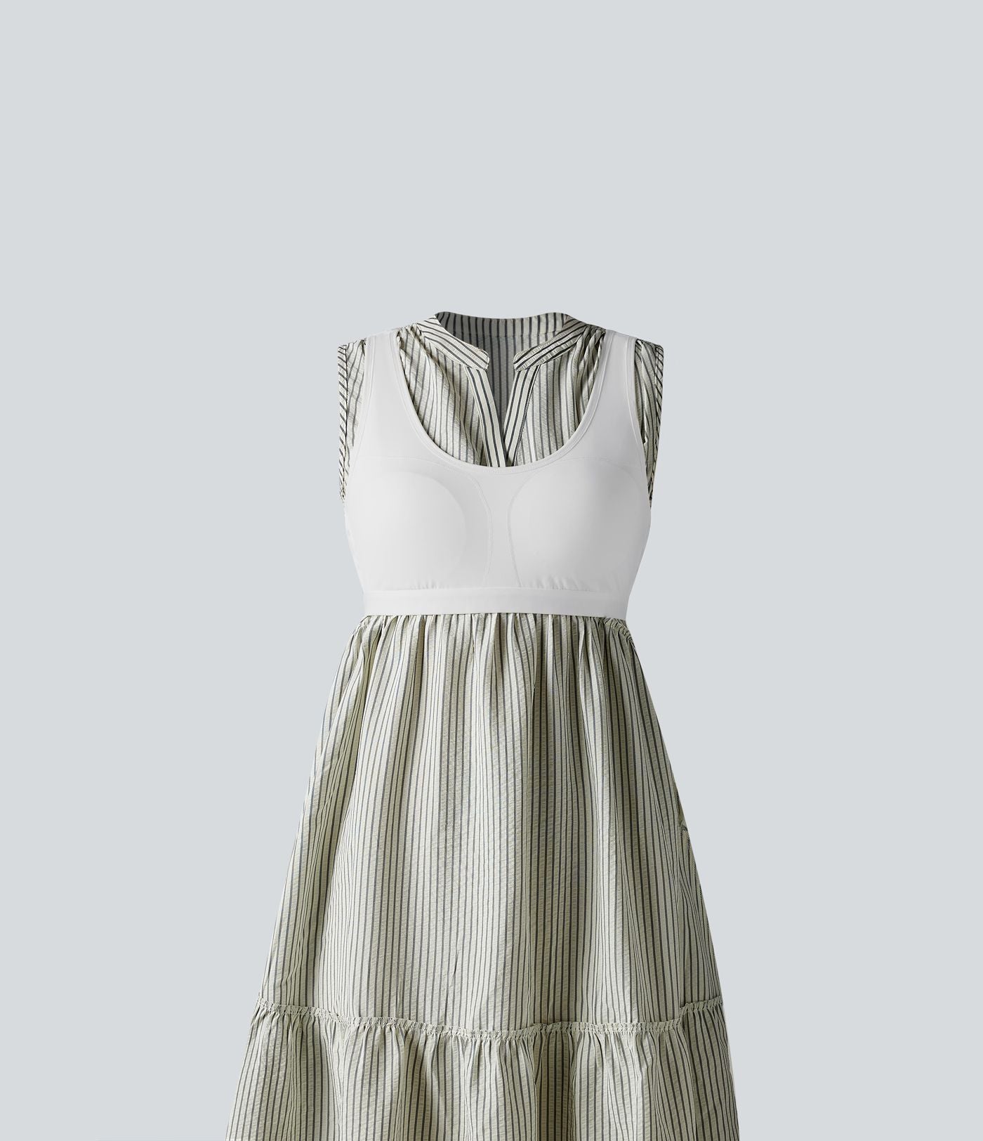 Robe midi rayée sans manches col V avec soutien-gorge intégré