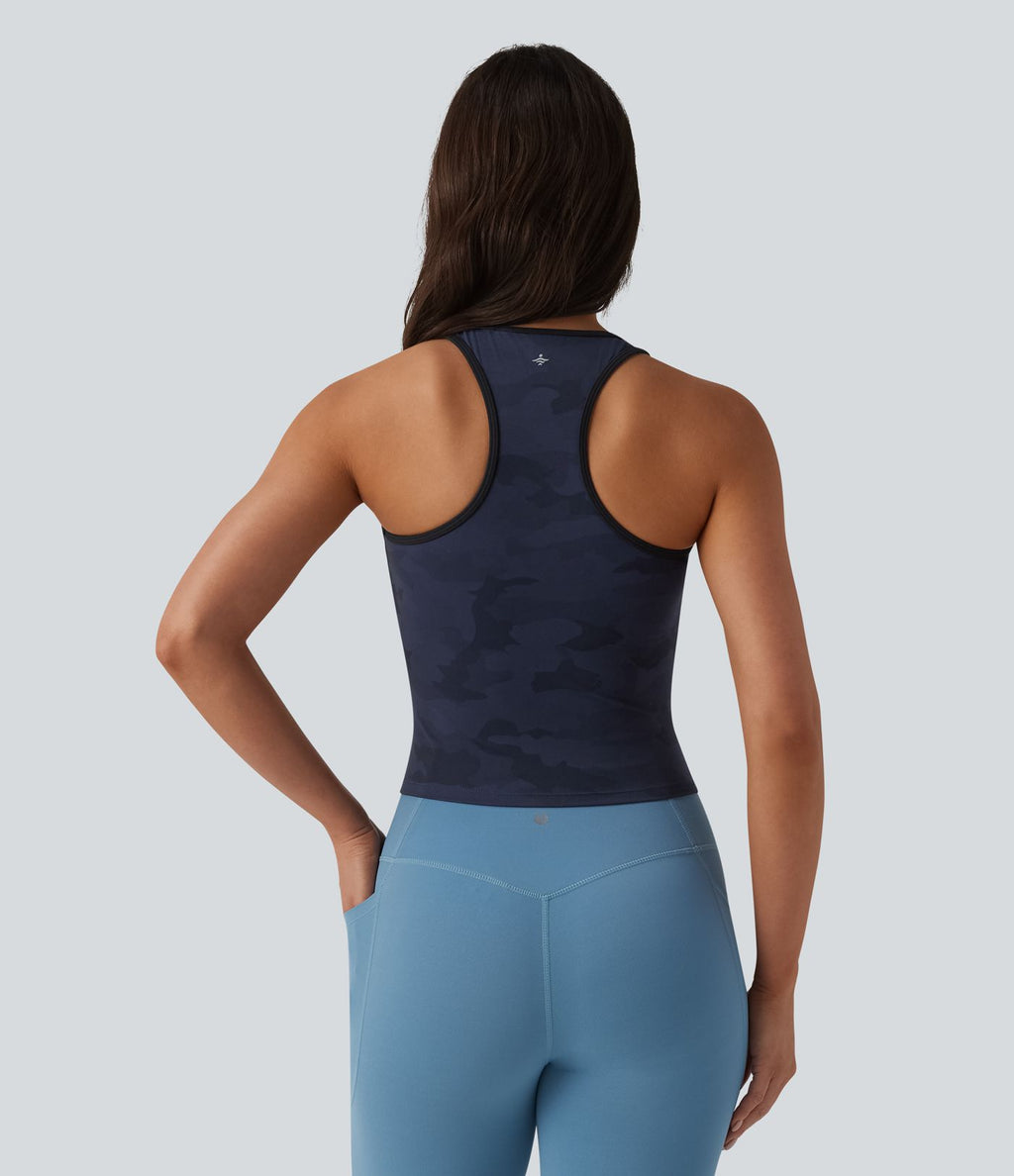Halara UltraSculpt™ Débardeur de yoga dos nageur col U imprimé camouflage avec soutien-gorge intégré