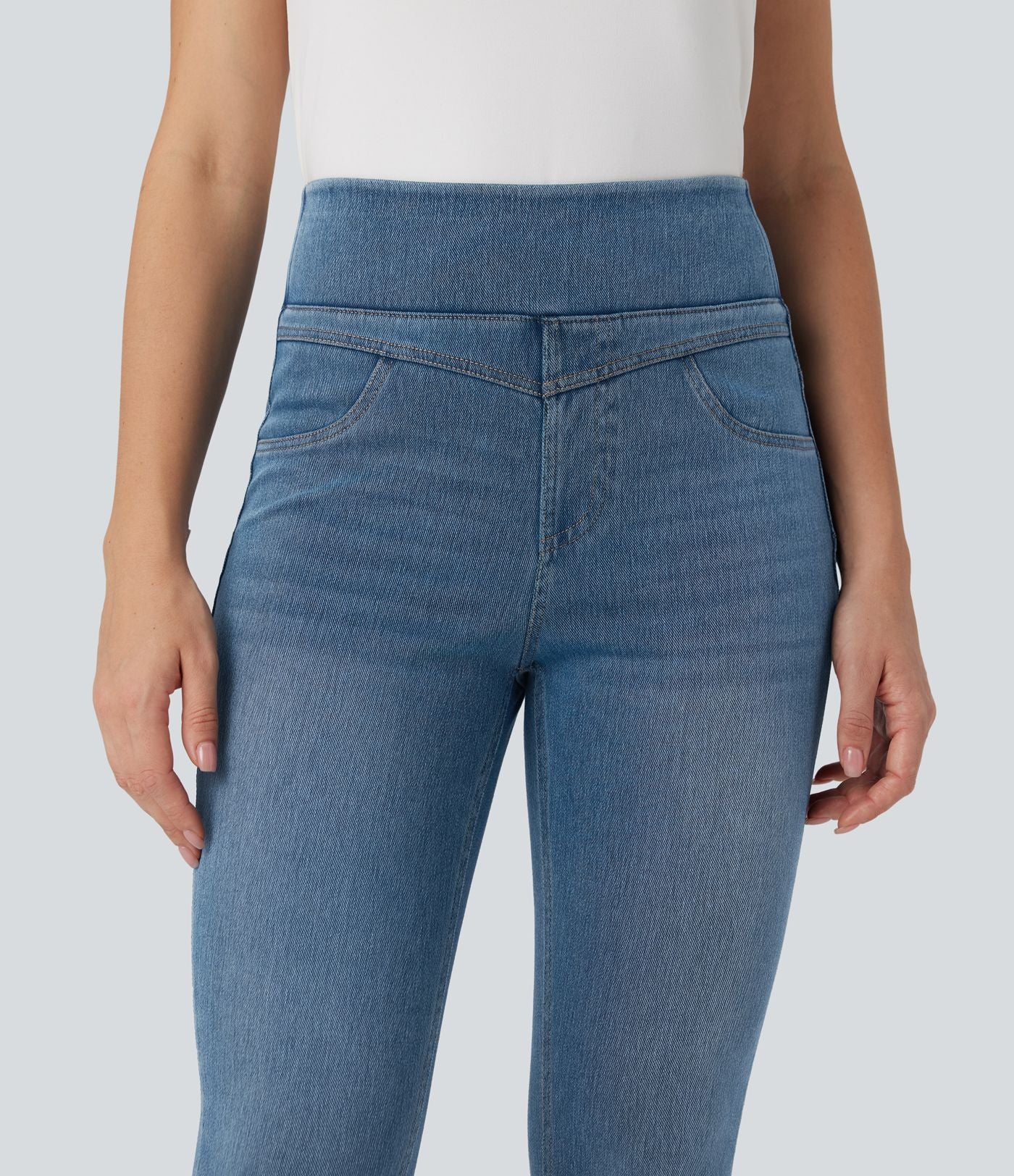 Legging skinny 7/8 en denim Halara Flex™ taille haute gainant avec poches