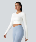 Haut de sport dos nu à manches longues avec passe-pouces, à effet frais InstantCool, séchage rapide, protection UPF50+ pour le yoga