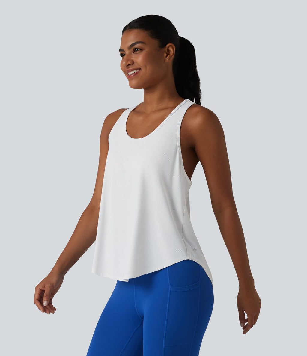Débardeur de yoga dos nageur croisé à ourlet asymétrique arrondi