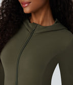 Veste SoftlyZero™ à capuche manches longues avec trous pouces détails plissés et poches-UPF50+