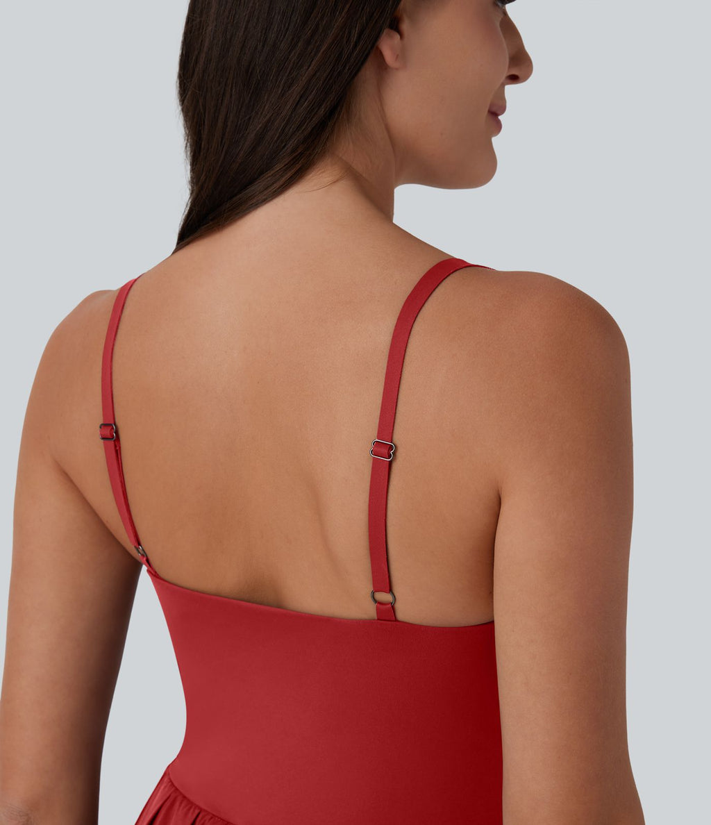 Breezeful™ Robe bain de soleil plissée à boucle ajustable 2-en-1 avec poche latérale séchage rapide micro-courte décontractée