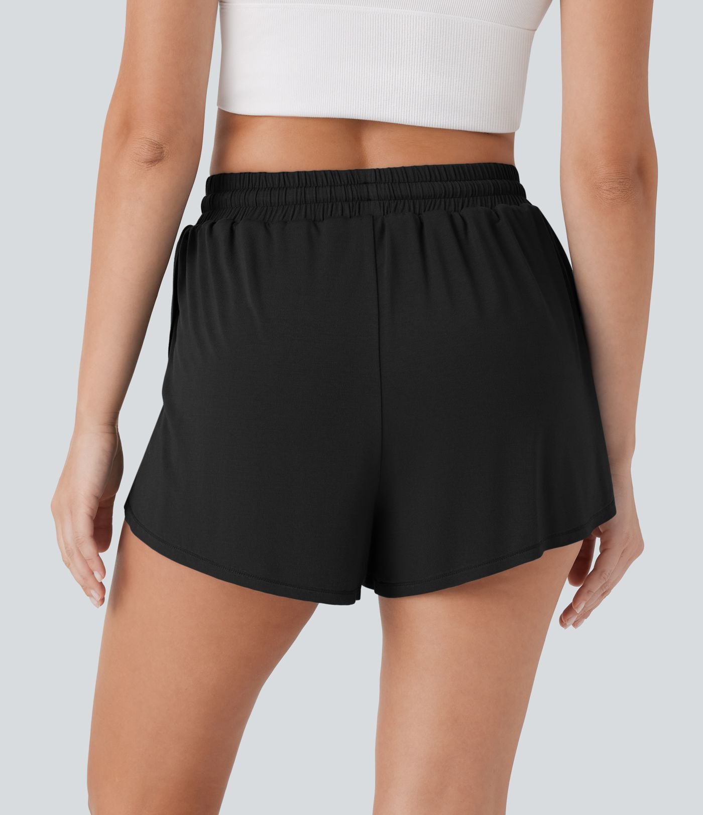 Short décontracté 2-en-1 taille haute avec cordon de serrage et poche latérale