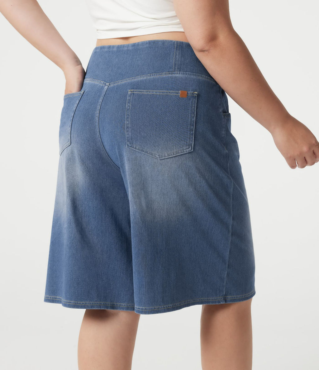 Short en jean Halara Flex™ ample décontracté grande taille ventre plat, taille haute, croisé, à poches