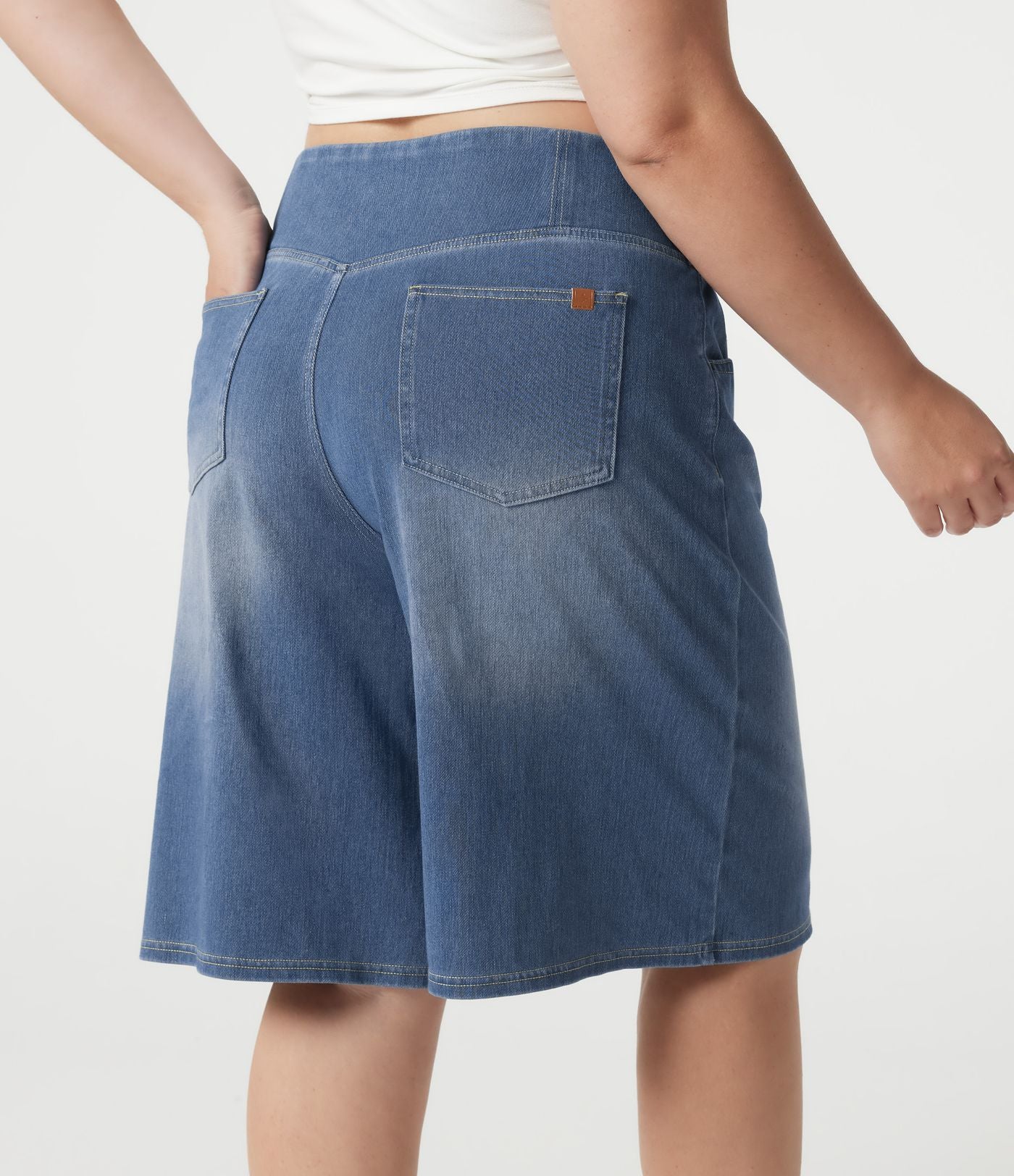 Short en jean Halara Flex™ ample décontracté grande taille ventre plat, taille haute, croisé, à poches