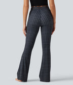 Legging yoga flare Halara UltraSculpt™ taille haute en V à motif tartan avec dentelle contrastée et poches