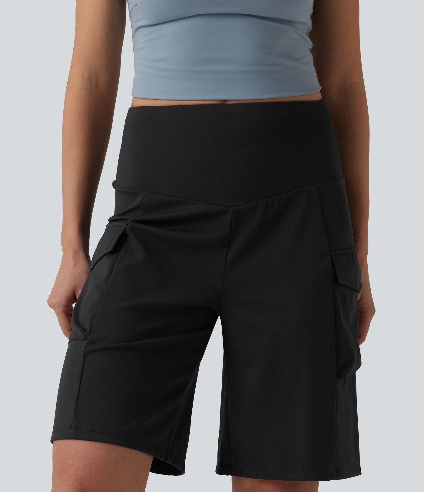Short cargo yoga ample taille mi-haute avec poches