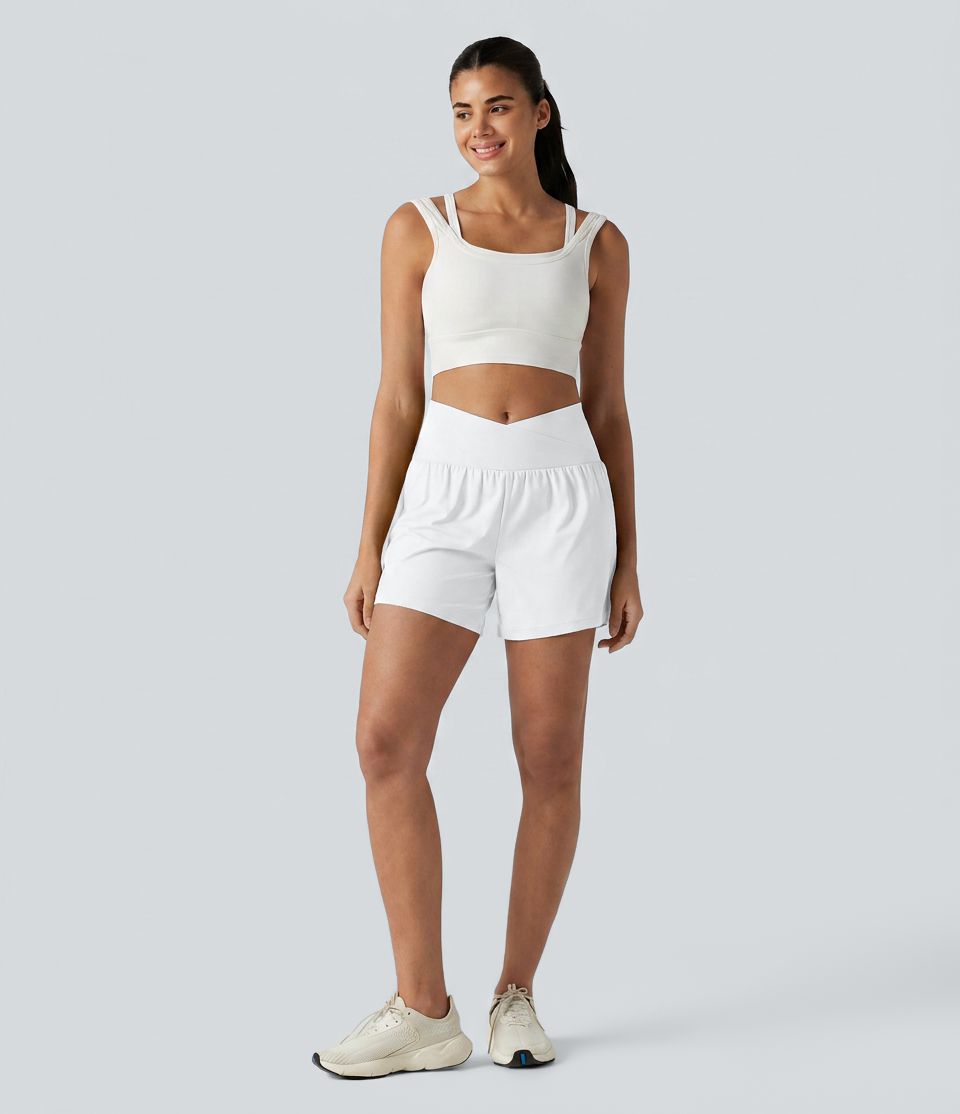 Short de yoga SoftlyZero™ Airy croisé taille haute 2-en-1 effet frais InstantCool 12,5 cm avec poches