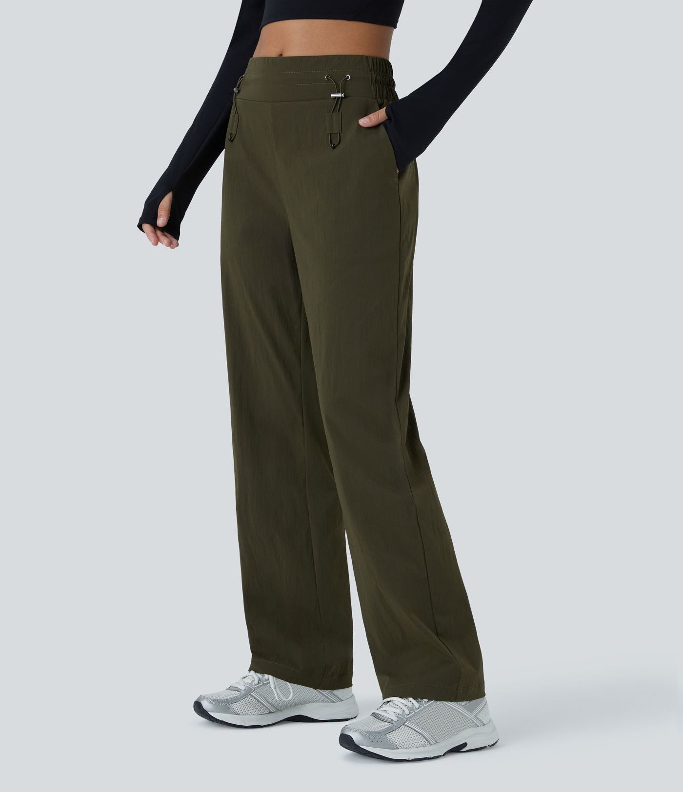 Pantalon décontracté résistant à l'usure, taille moyenne, cordon ajustable, poches latérales et coupe droite