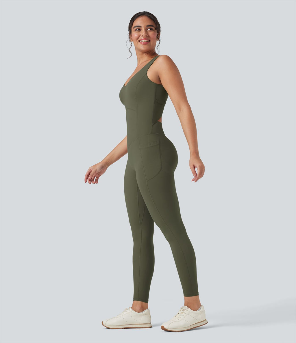 Combinaison de sport Halara UltraSculpt™ col V gainante push-up à poches