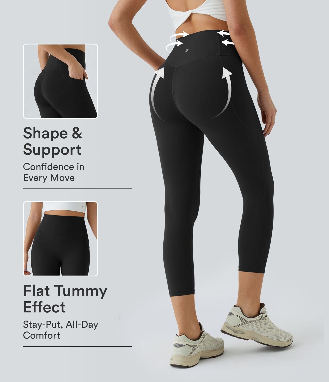 Legging corsaire d'entraînement gainant taille haute avec poches Halara UltraSculpt™