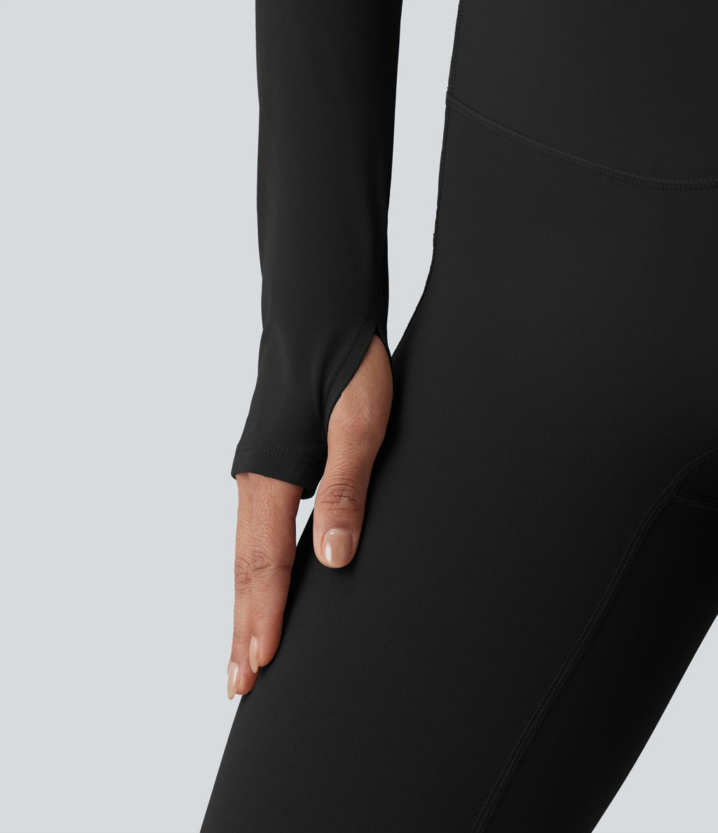 Halara UltraSculpt™ Top court de sport push-up à manches longues avec passants pouces et ourlet croisé