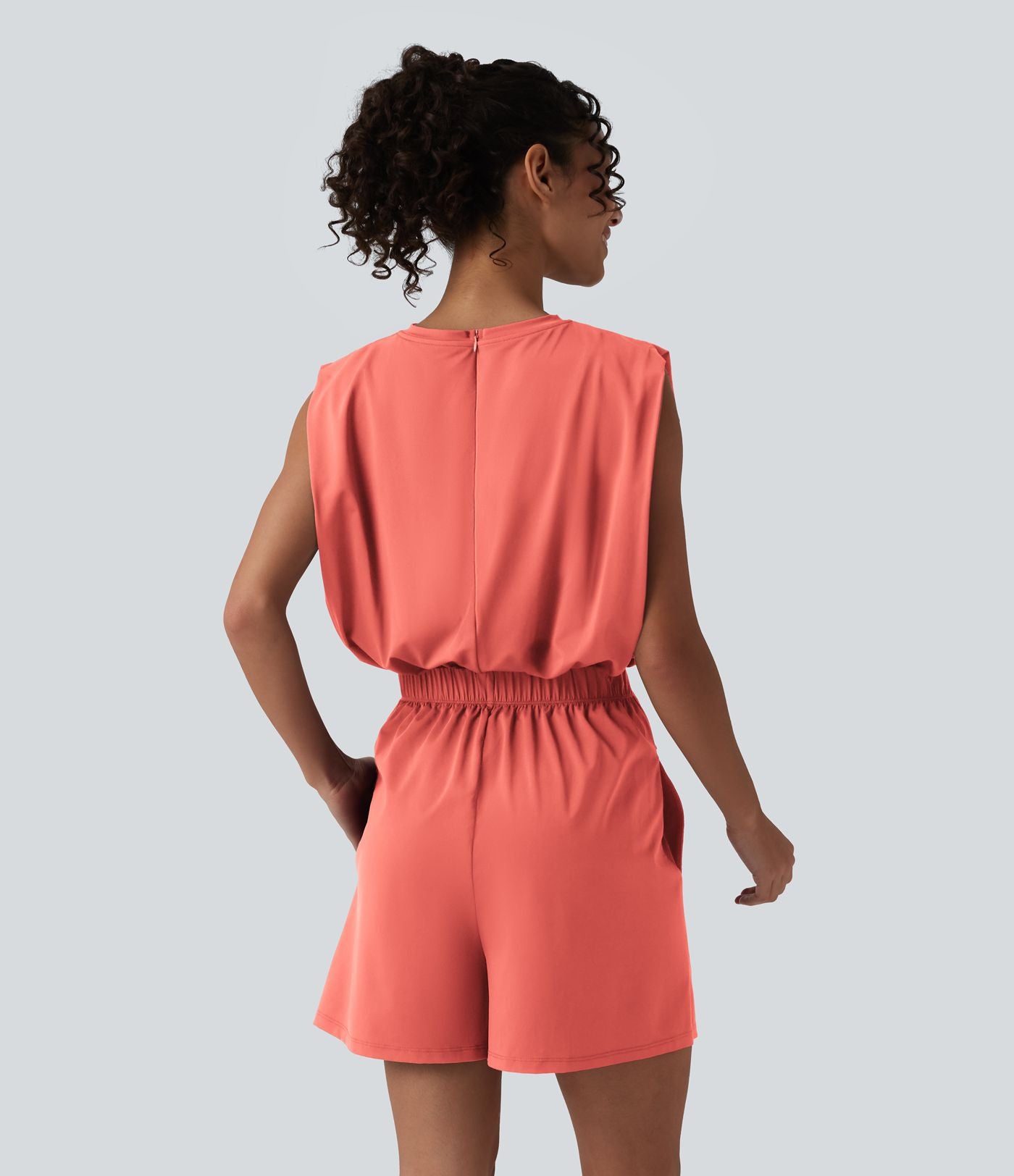 Combishort décontracté col rond sans manches effet frais InstantCool avec nœud frontal et poches, accès facile Easy Peasy, protection solaire UPF50+