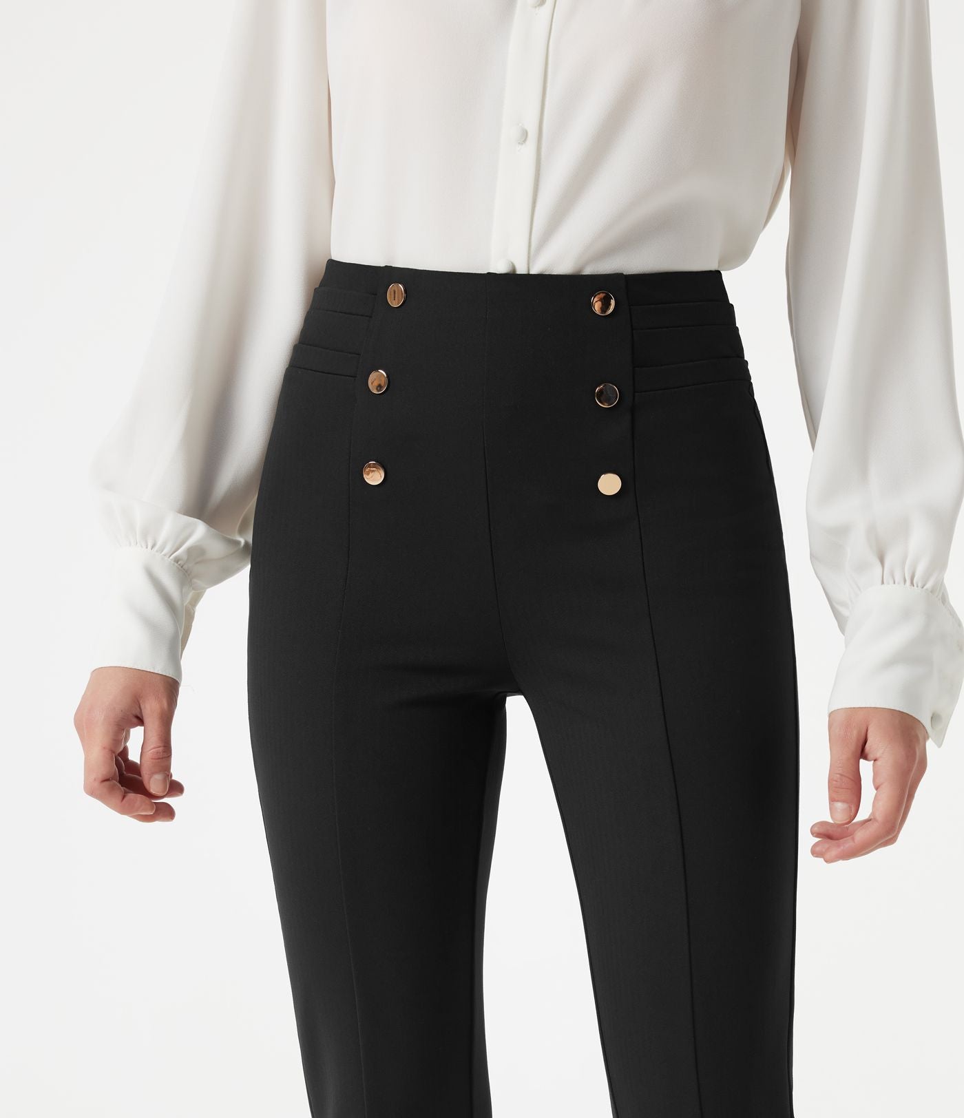 Pantalon Halara Flex™ taille haute esprit bureau à motif chevrons avec poches