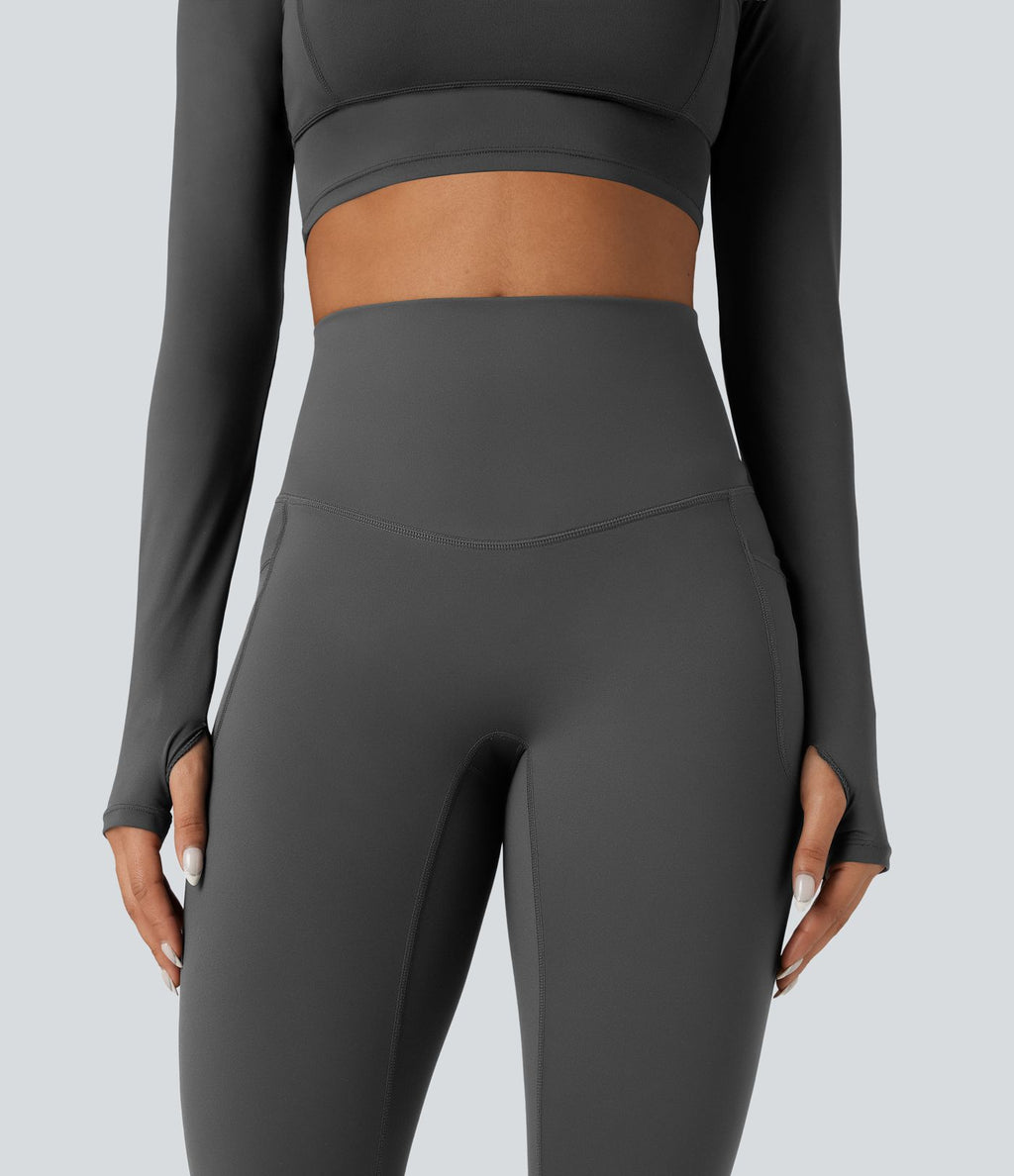 Legging running polaire thermique gainant croisé dos taille haute Halara UltraSculpt™ Heat avec poches