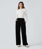 Pantalon baggy taille haute avec cordon de serrage et poches