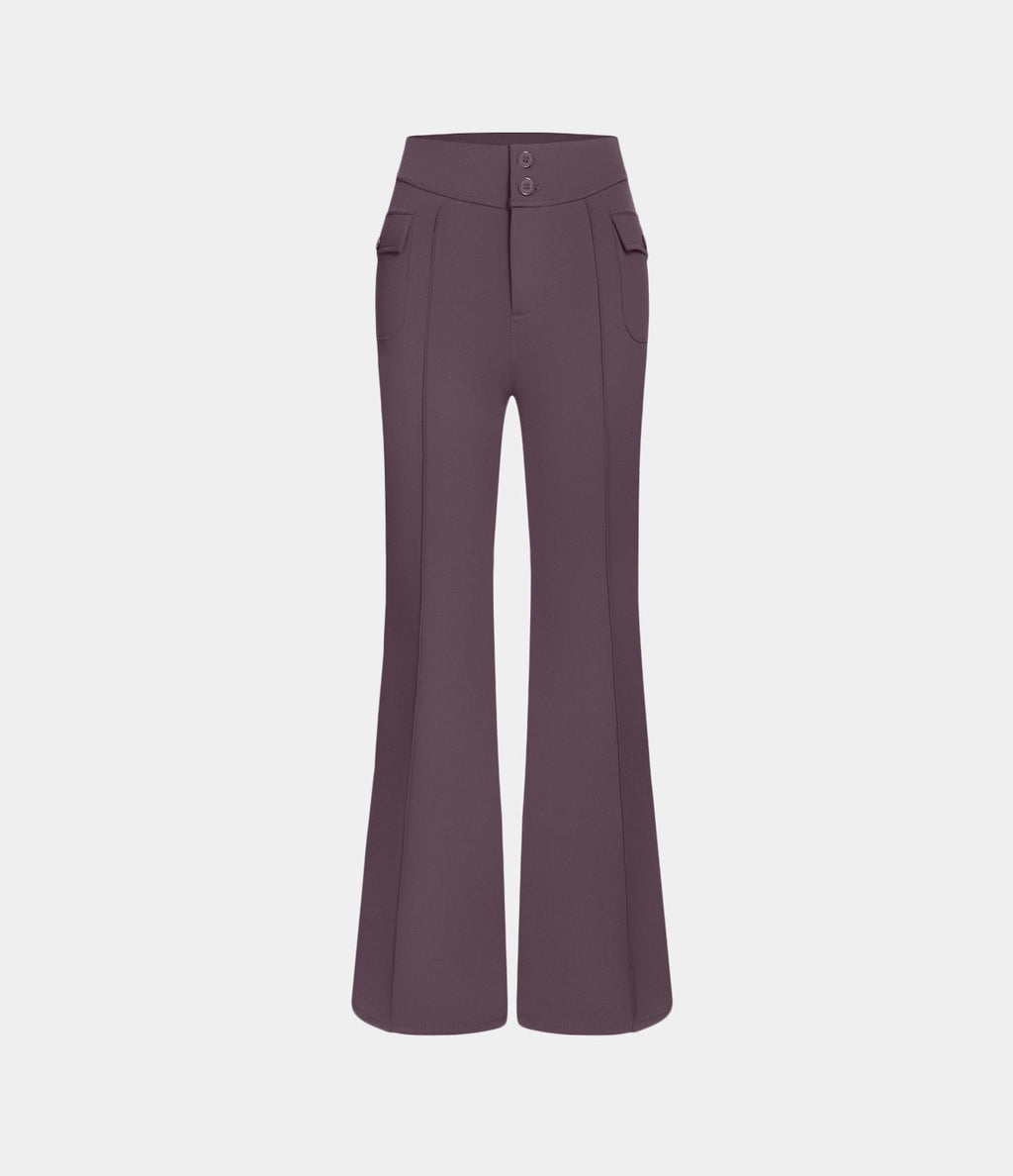 Pantalon cargo décontracté évasé taille haute avec poches à rabat latérales