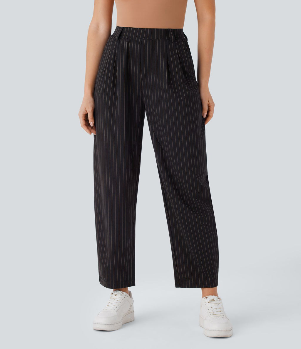Pantalon Halara Flex™ tailleur à rayures et taille mi-haute avec poches latérales effet frais InstantCool
