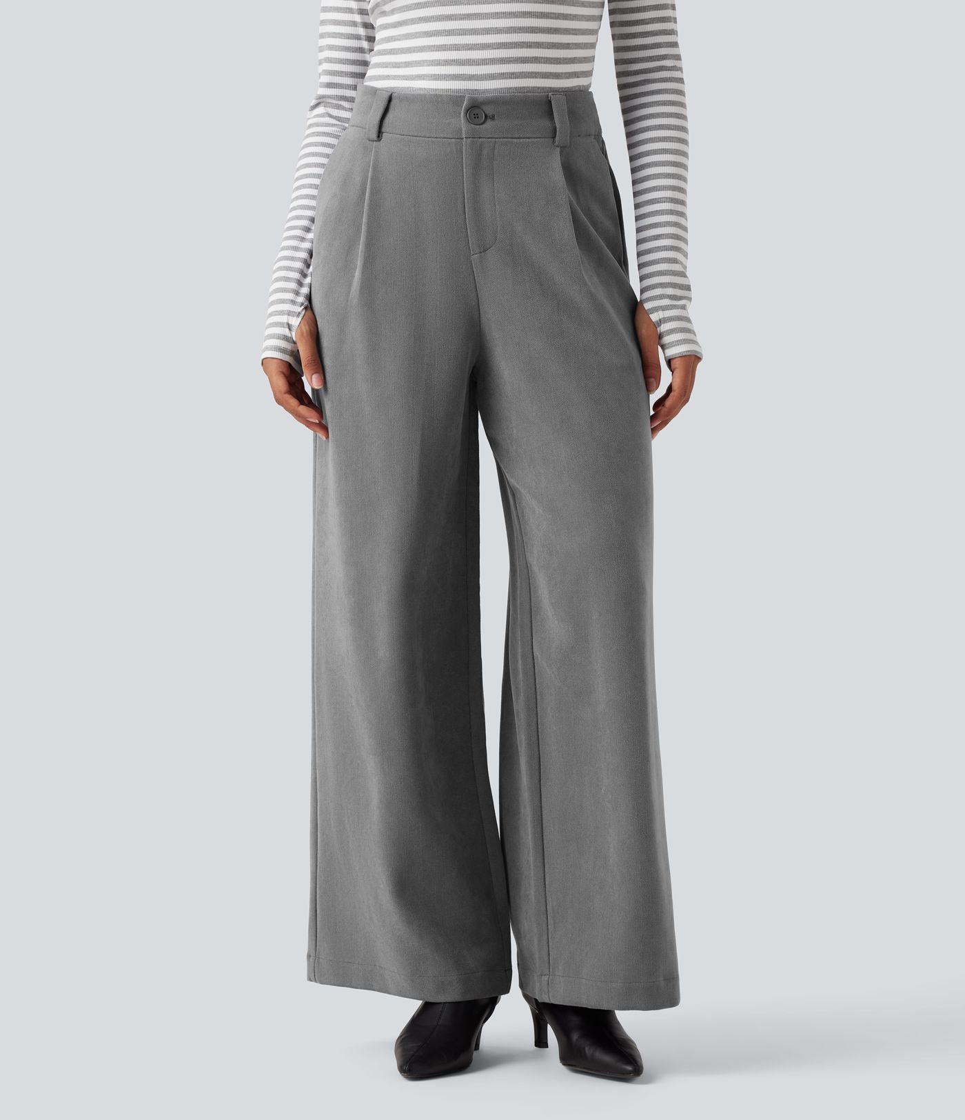 Pantalon tailleur baggy taille haute avec poches