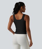 OneForm Seamless Flow Débardeur de yoga sans couture col carré avec fronces