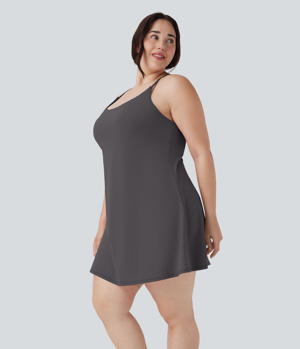 Robe de sport grande taille dos nu Softlyzero™ Plush - longueur rallongée - Easy Peasy Edition