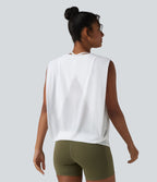 Débardeur de running en mesh transparent froncé col rond
