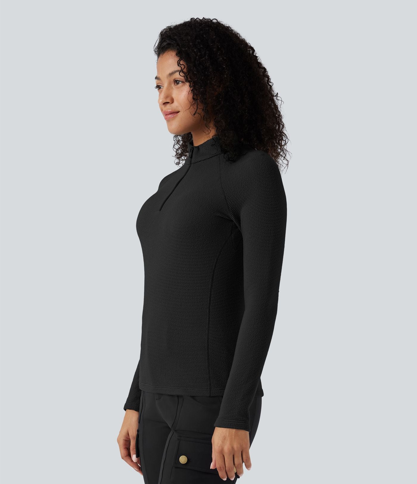 Haut de sport polaire demi-zip pliable à manches longues avec poche