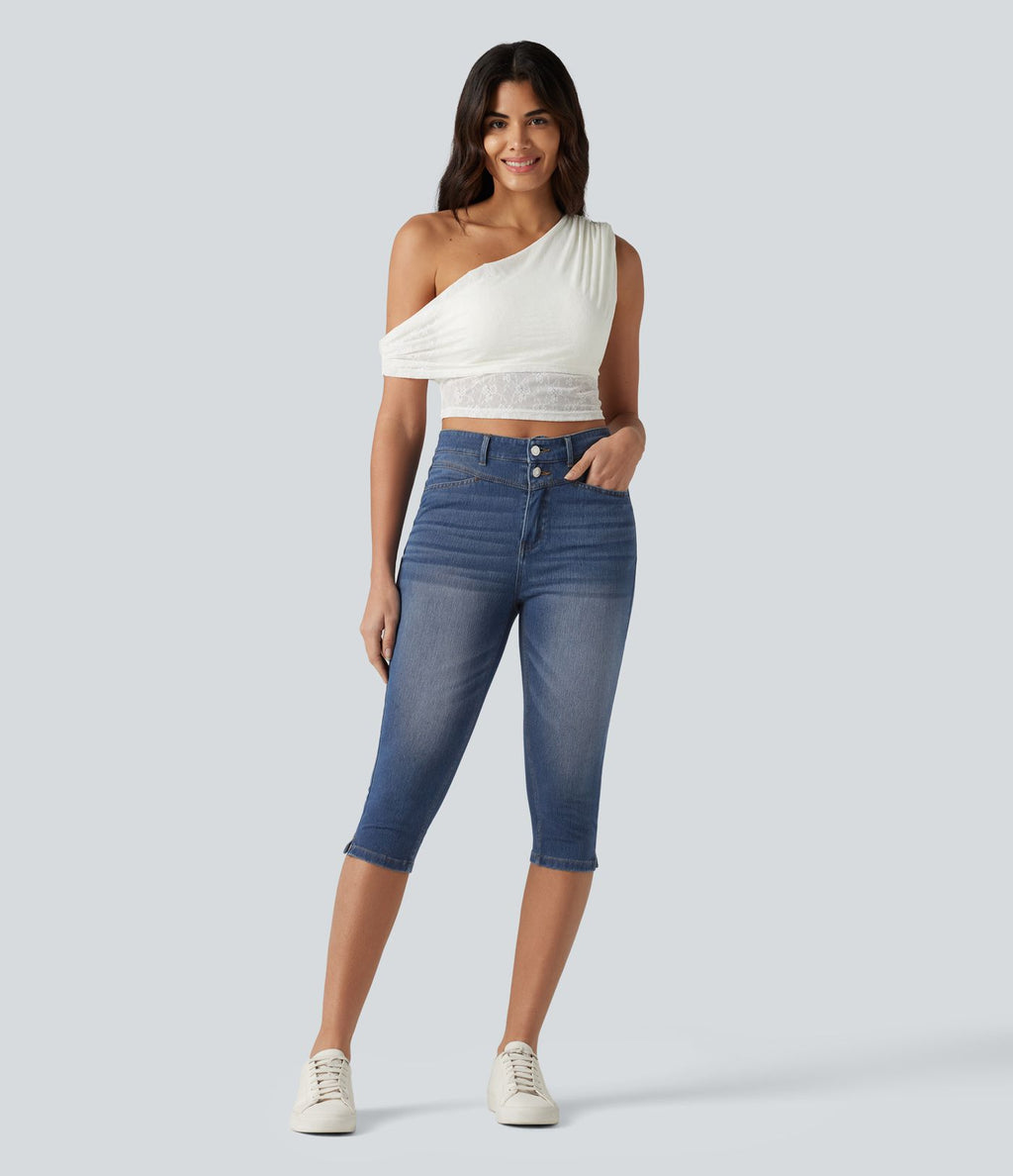 Halara Flex™ Jean slim casual capri taille haute avec fentes et poches