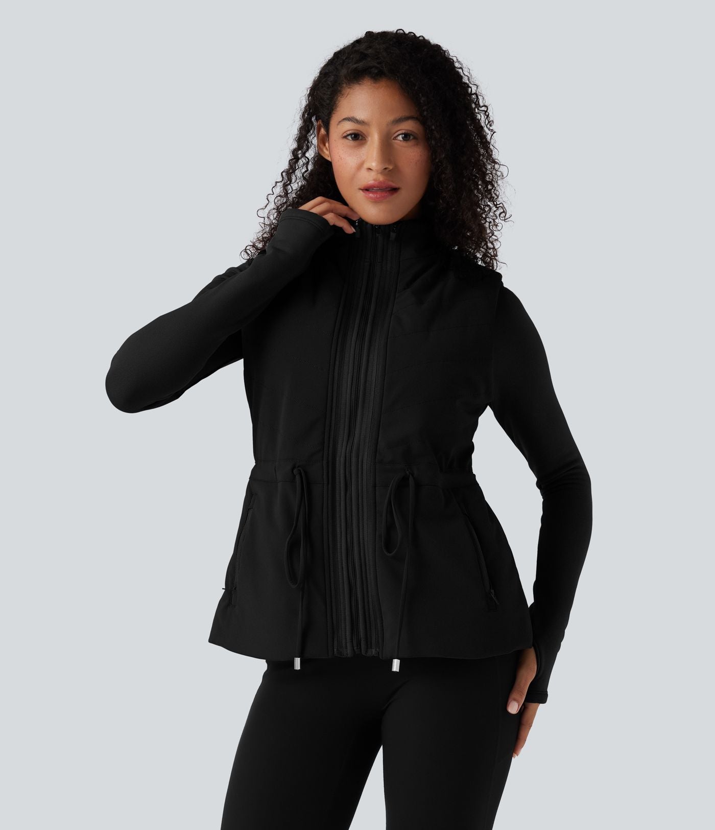 Veste polaire PuffFlex 3-en-1 à col montant et manches longues avec passe-pouces et gilet matelassé avec poches