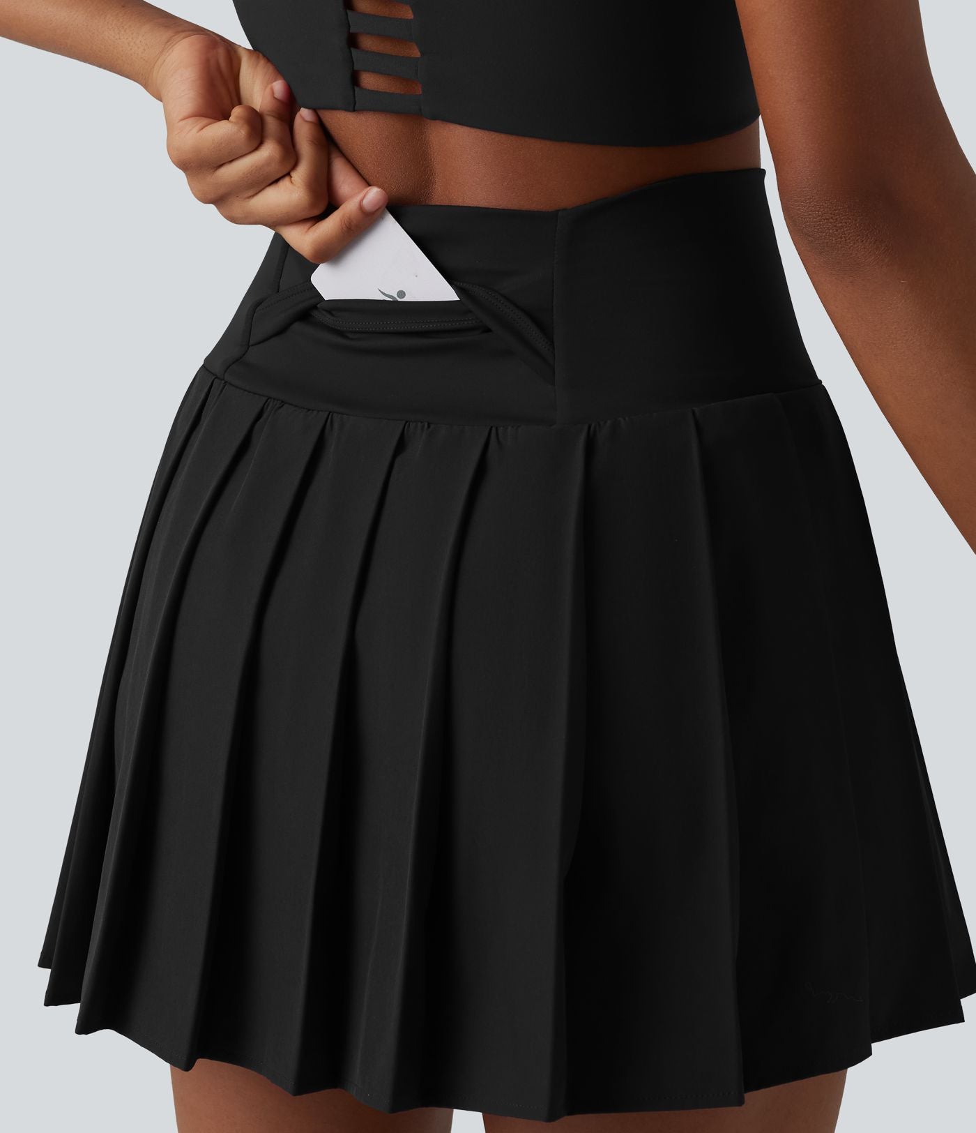 Jupe de danse courte plissée 2-en-1 Breezeful™ taille haute séchage rapide avec ourlet asymétrique et poches – Version longue