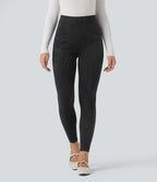 Legging décontracté 7/8 effet daim taille haute gainant avec poches