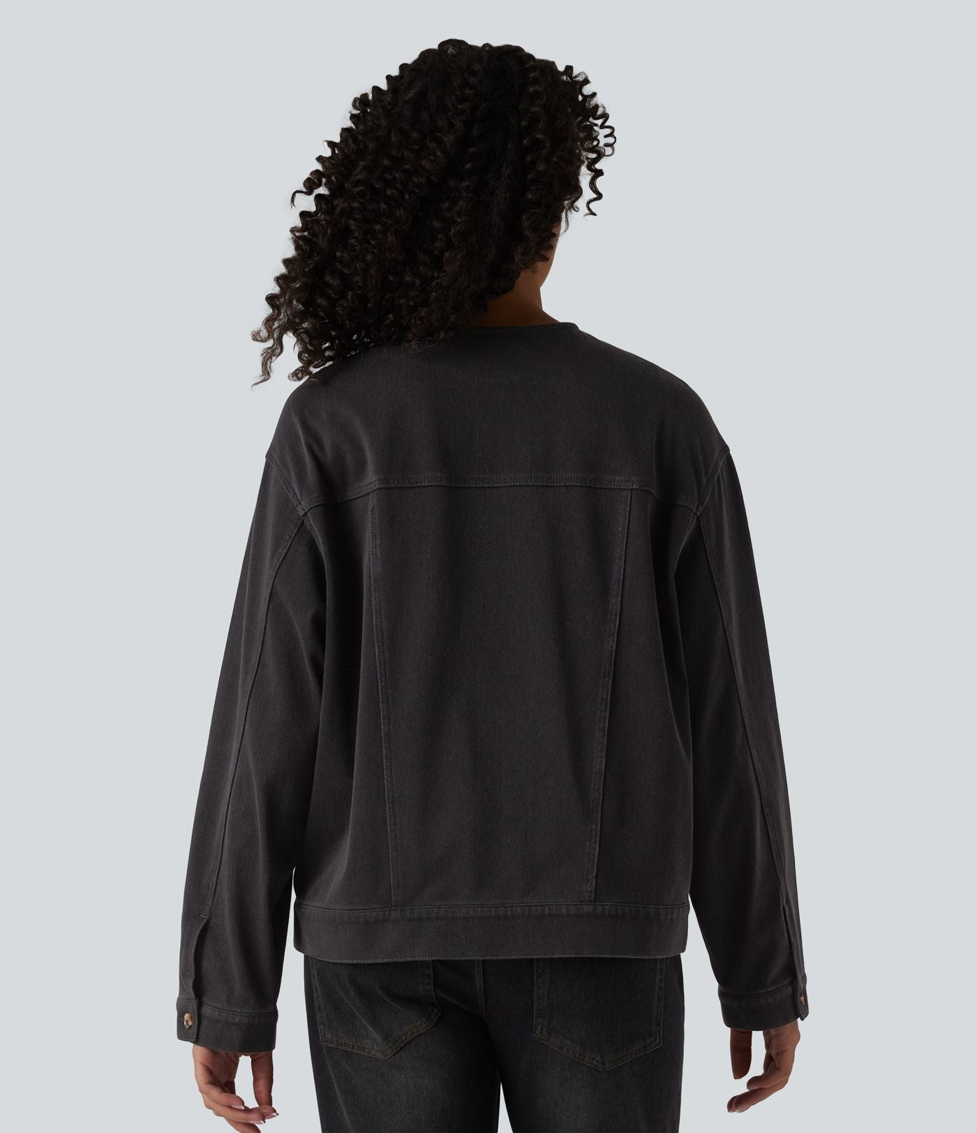 Halara Flex™ Veste décontractée en jean col rond manches longues avec poches