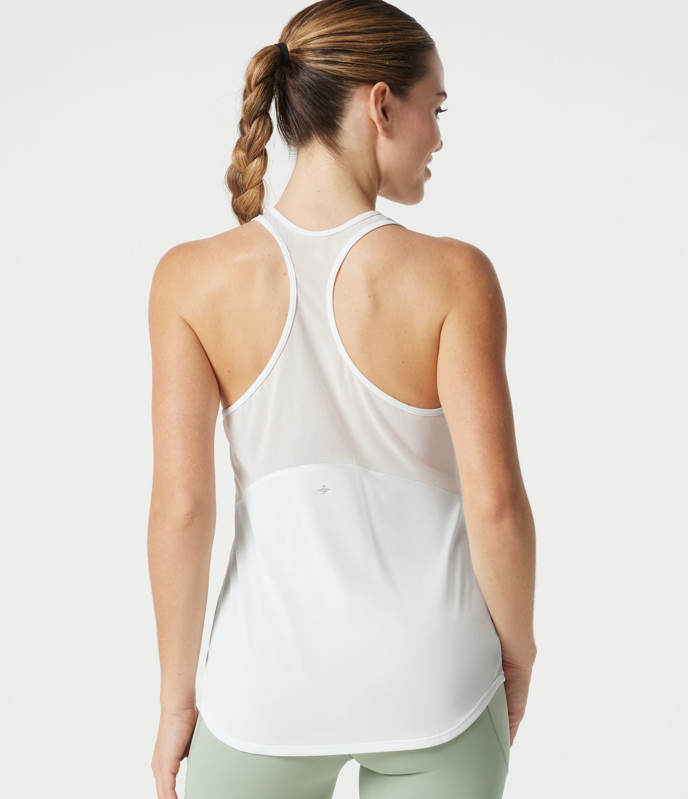 Débardeur de yoga à dos nageur, en maille respirante, ourlet arrondi et séchage rapide