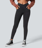 Halara Flex™ Denim Heat Legging casual 7/8 taille haute croisée avec poches