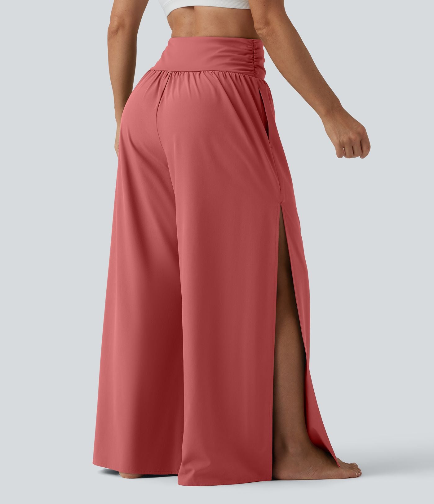 Pantalon fluide Breezeful™ taille haute à séchage rapide avec fronces, fente et poches