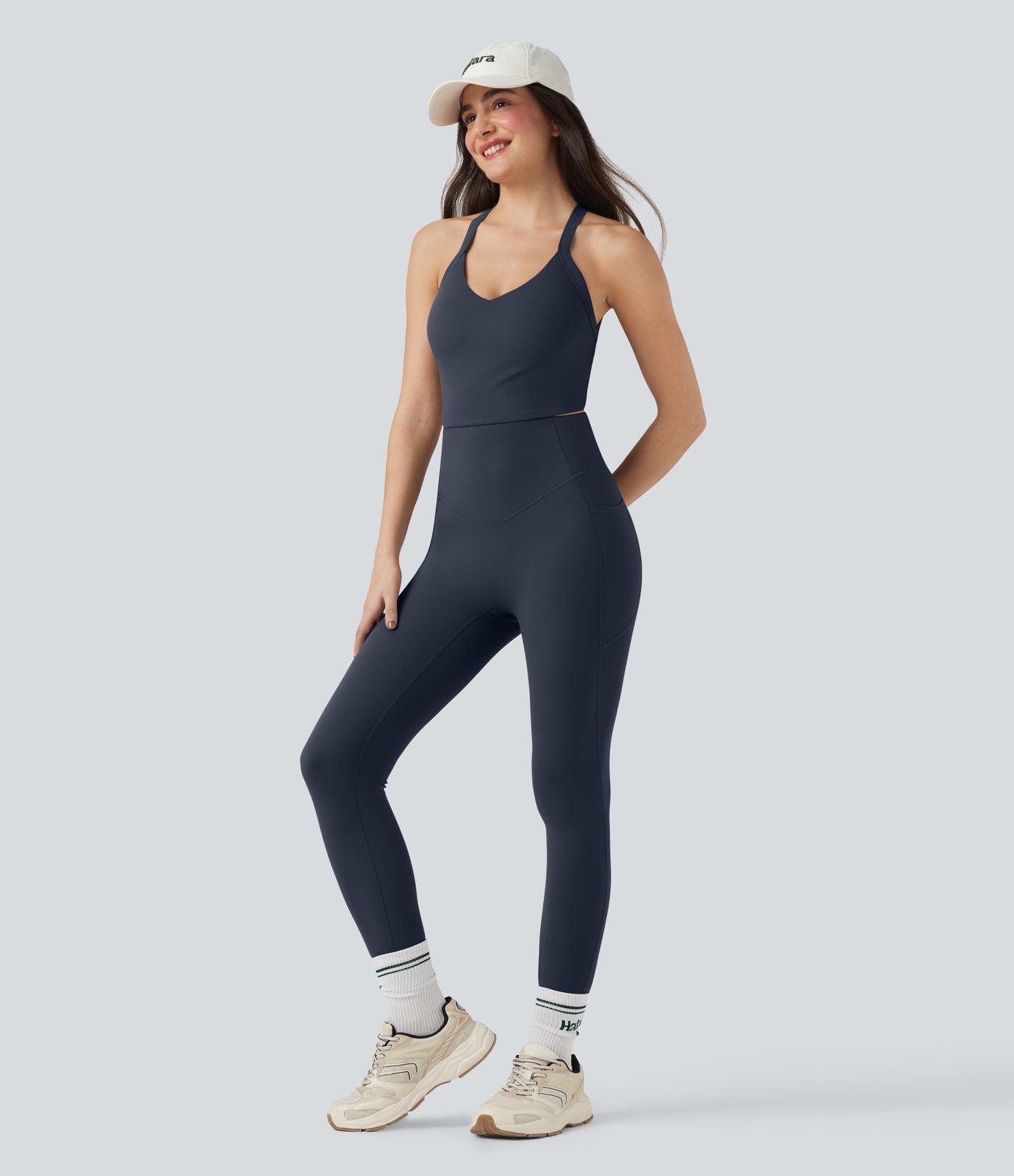 Combinaison-pantalon d'entraînement gainante avec poches - Édition Easy Peasy Halara UltraSculpt™