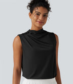 Haut tailleur sans manches à col cheminée et dos à découpe goutte d'eau à effet frais InstantCool, protection solaire UPF50+