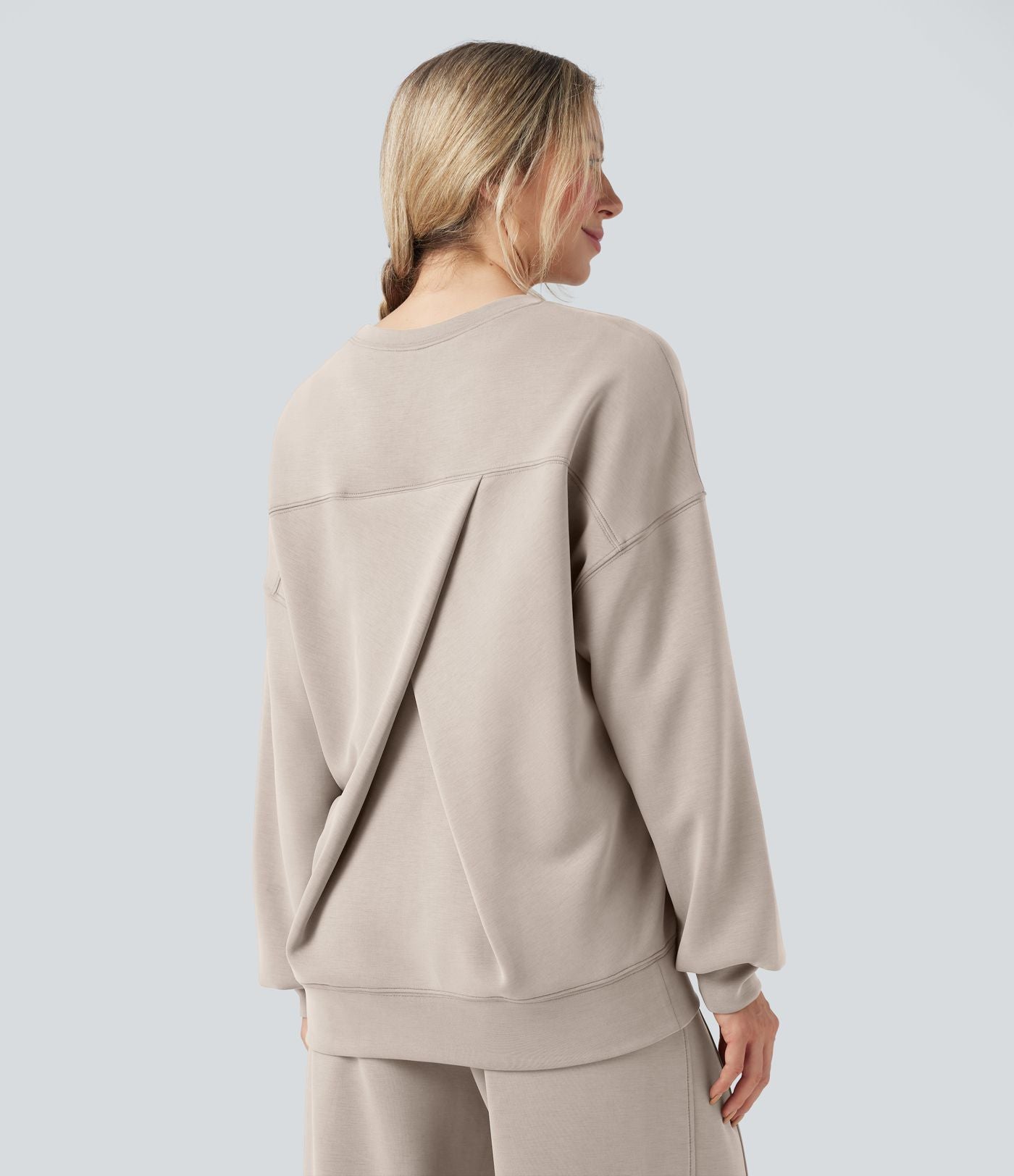 Sweat-shirt décontracté SpacerTek™ col rond, manches longues et dos croisé, avec poches
