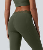 Halara UltraSculpt™ Legging évasé de yoga taille haute en V avec dentelle contrastée et poches