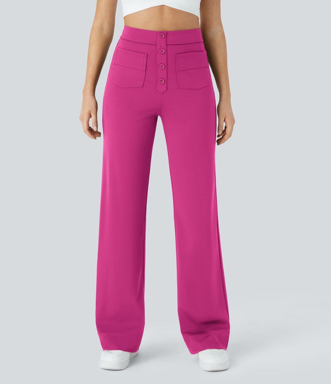 Pantalon taille haute coupe droite DayStretch avec poches