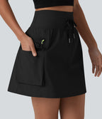Jupe mini de randonnée 2 en 1 taille haute avec cordon de serrage et poches