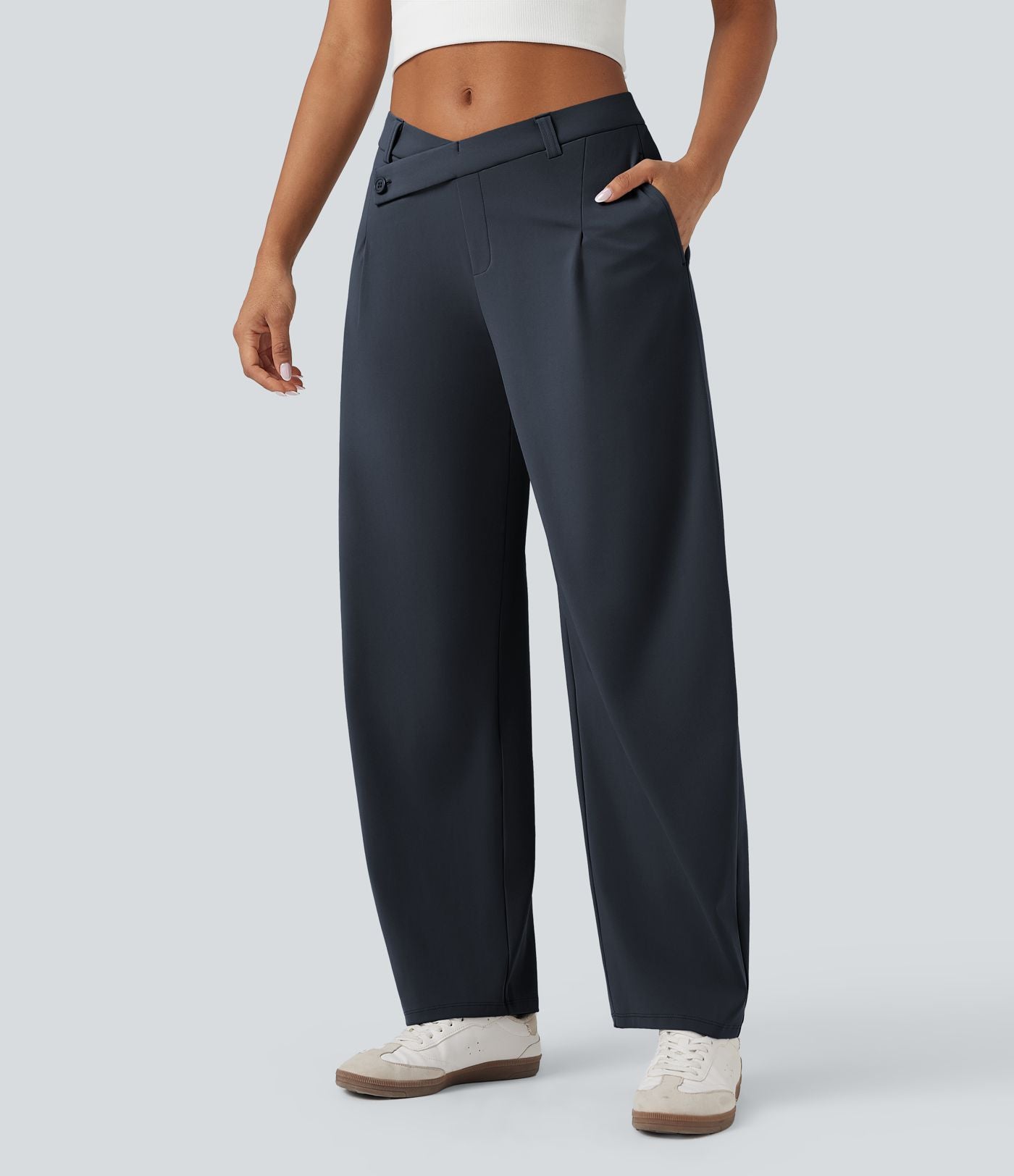 Pantalon tailleur fuselé asymétrique taille moyenne Halara Flex™ DayStretch avec poches