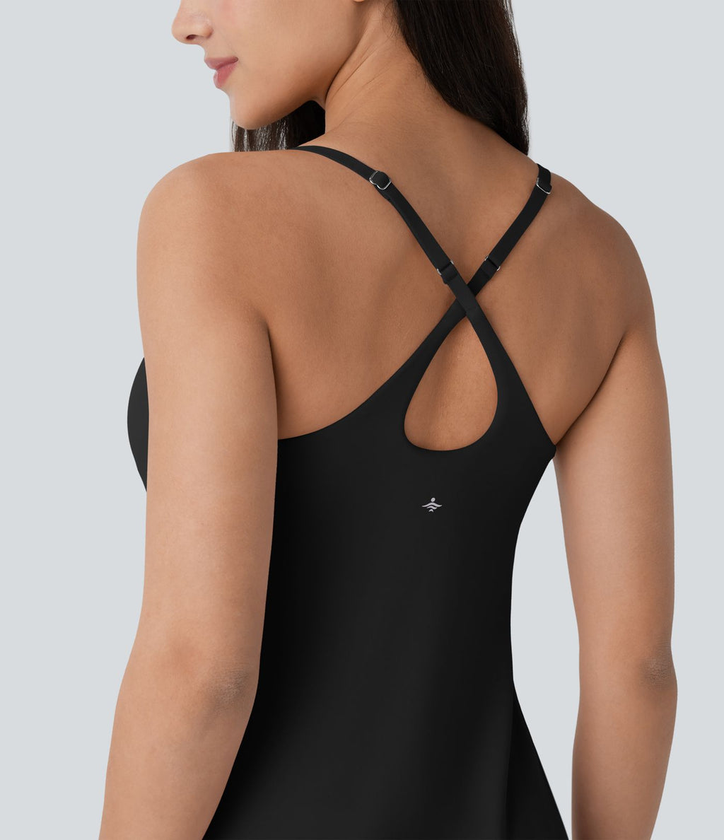 Softlyzero™ Plush Robe de danse courte dos nu avec short intégré - Version Easy Peasy