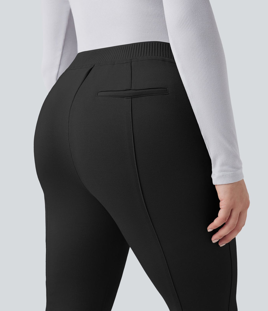 Pantalon tailleur évasé taille haute avec poches
