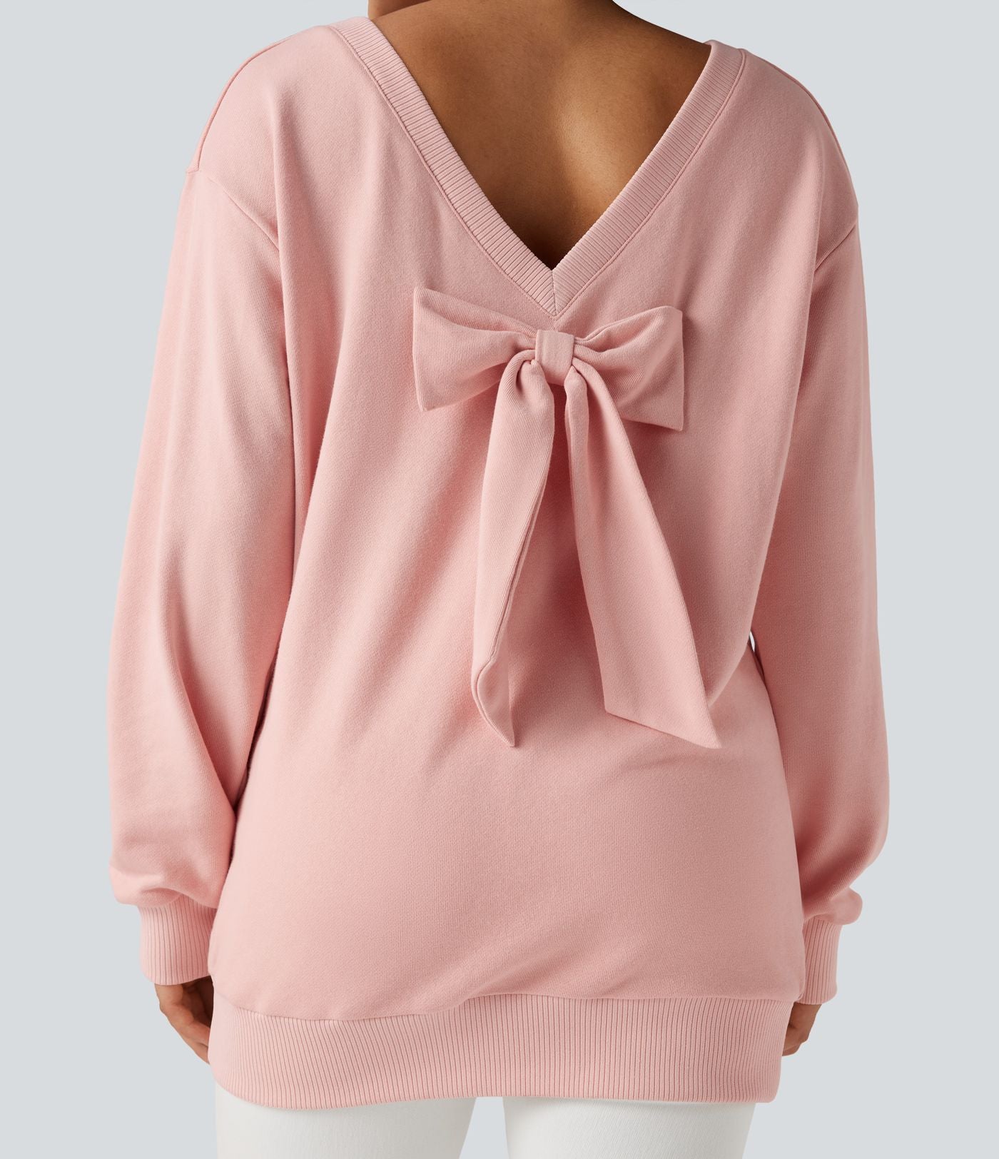 Sweat-shirt en coton oversize nœud dos à manches longues - Réversible devant et dos