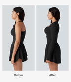 Robe de tennis active courte Halara UltraSculpt™ push-up 2-en-1 manches longues avec trous pouces et poche