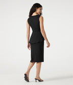 Robe tailleur midi sans manches col rond